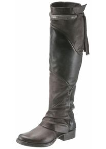 Mjus, Damen Overkneestiefel, Taupe / Dunkelgrau / Silber