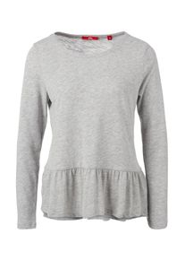 s.Oliver RED LABEL, Damen Flammgarn-Shirt mit Volantsaum, Graumeliert