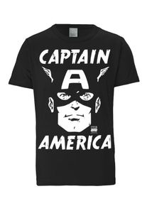 logoshirt, Herren T-Shirt 'Captain America - Marvel', Schwarz / Weiß