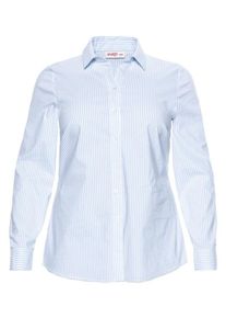 sheego Basic, Damen Klassische Stretch-Bluse, Hellblau / Weiß