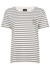 H.I.S. HIS JEANS, Damen T-Shirt, Schwarz / Offwhite