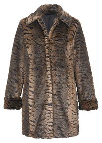 Emilia Lay, Damen Kunstfellmantel, Braun / Schwarz