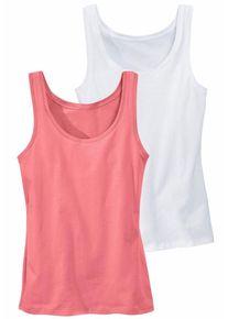 Vivance, Damen Tanktops aus Baumwoll-Stretch, Dunkelpink / Naturweiß