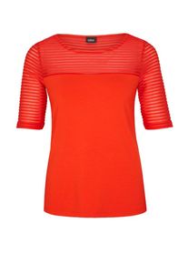 s.Oliver BLACK LABEL, Damen T-Shirt mit Transparenz-Effekt, Rot