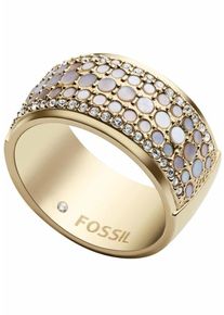 Fossil, Damen Ring 'VINTAGE GLITZ', Gold / Taupe / Transparent