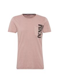 Tom Tailor Denim, Herren T-Shirt 'T-shirt with printed pocket T-Shirt 1/2', Rosa / Schwarz