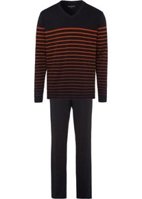 Schiesser, Herren Pyjama, Rostbraun / Schwarz