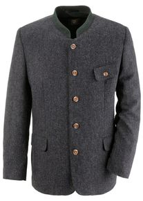 OS-Trachten, Herren Trachtenjanker in Tweed Optik, Anthrazit / Dunkelgr&uuml;n