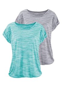 Beach Time, Damen T-Shirts (2 Stck.), Türkis / Graumeliert