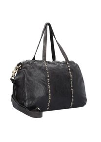Campomaggi, Damen Traditional Damiana Handtasche Leder 38 cm, Schwarzmeliert