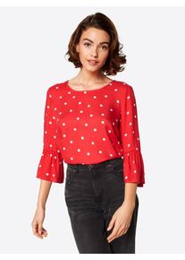 Vila, Damen Blusenshirt 'VIESTO DOTINAS', Cranberry / Wei&szlig;