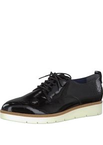Tamaris, Damen Schn&uuml;rschuh 'Lack', Schwarz / Wei&szlig;