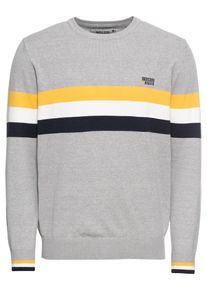 INDICODE JEANS, Herren Pullover 'Clarks', Gelb / Grau / Weiß