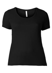 sheego Casual, Damen T-Shirt mit Rundhalsausschnitt, Schwarz