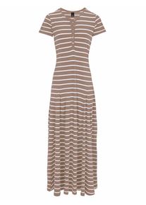 Heine, Damen Ringelkleid, Hellbraun / Weiß