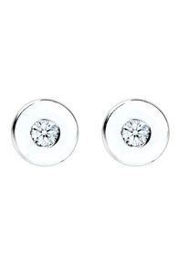 Diamore, Damen Ohrringe 'Kreis, Solitär', Transparent / Weiß