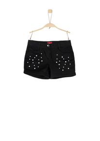 s.Oliver Junior, M&auml;dchen Twill-Shorts mit Fake-Perlen, Schwarz