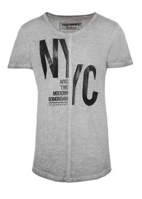 Trueprodigy, Herren T-Shirt 'Splitted NYC', Graumeliert / Schwarz