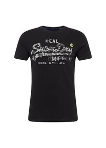 Superdry, Herren T-Shirt 'Vintage Logo Camo Infill Tee', Rauchgrau / Schwarz