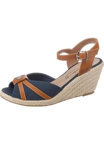 Mustang, Damen Keilsandaletten, Dunkelblau / Braun