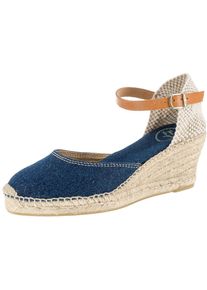 Toni Pons, Damen Keilsandaletten, Beige / Blue Denim / Braun