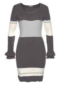 Boysen's BOYSEN'S, Damen Strickkleid, Anthrazit / Hellgrau / Wollwei&szlig;
