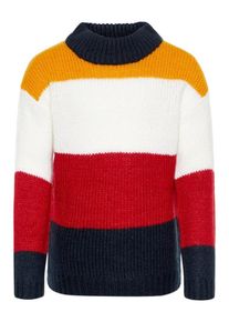 name it, M&auml;dchen Strickpullover, Navy / Orange / Rot / Wei&szlig;