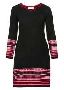 sheego Casual, Damen Strickkleid, Rot / Schwarz / Weiß