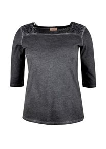 TRIANGLE, Damen Jerseyshirt in Cold Pigt-Dye, Schwarz