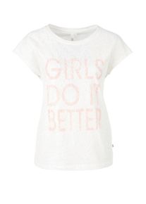 Q/S Designed By, Damen Flammgarnshirt mit Spitzen-Layering, Weiß