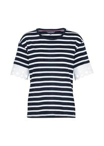 Tommy Hilfiger, Damen T-Shirt 'ABNE', Nachtblau / Weiß