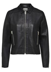 Selected Femme, Damen Lederjacke, Schwarz