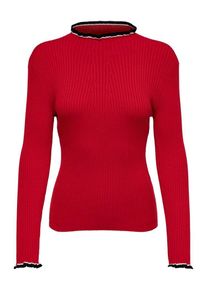 Only, Damen Strickpullover, Rot / Schwarz / Wei&szlig;