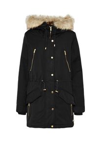 Only, Damen Winterparka 'Leonora Long Leo', Schwarz