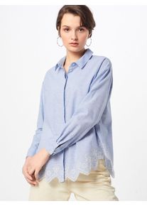 Only, Damen Bluse 'onlTAMARA LS EMB ANGLAISE SHIRT DNM AFF', Blau / Weiß
