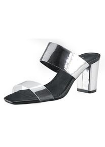 Heine, Damen Sandalette, Schwarz / Silber / Transparent