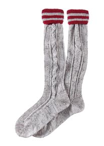 LUSANA, Herren Trachtenstutzen, Graumeliert / Rot