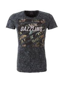 Q/S Designed By, Herren Acid Washed T-Shirt, Schwarz / Weiß