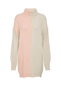 Missguided, Damen Pullover 'SPLICED COLOURBLOCK ROLL NECK JUMPER', Rosa / Wei&szlig;