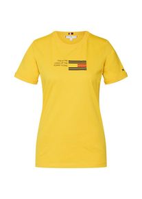 Tommy Hilfiger, Damen Shirt 'ESSENTIAL FLAG OPEN', Gelb / Orange / Orangerot