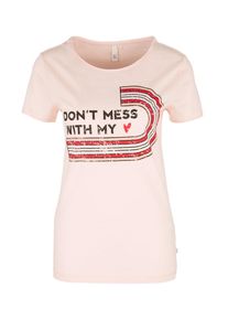 Q/S Designed By, Damen Shirt, Pastellpink / Rot / Schwarz