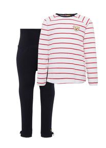 Steiff Collection, Mädchen Leggings, Navy / Rot / Weiß