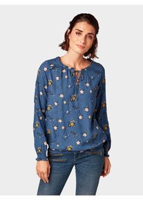 Tom Tailor, Damen Bluse, Blau / Goldgelb