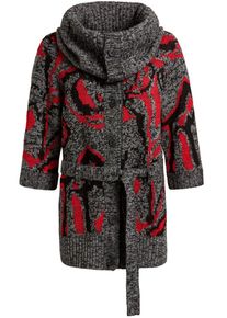 Khujo, Damen Strickjacke ' RIANA ', Graumeliert / Mischfarben / Rot / Schwarz