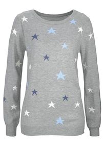 Cheer, Damen Rundhalspullover, Hellblau / Graumeliert