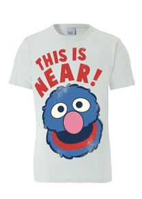 logoshirt, Herren T-Shirt 'Grobi Near/Far', Rauchblau / Pink / Rot