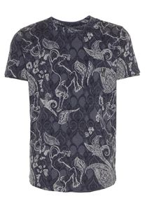 name it, Gemustertes T-Shirt, Basaltgrau / Wei&szlig;