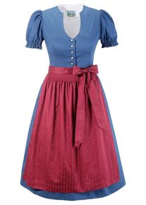 Turi Landhaus, Damen Dirndl midi im traditionellen Mustermix, Blau / Rot