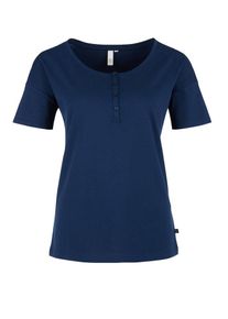 Q/S Designed By, Damen Softes T-Shirt im Henley-Stil, Navy