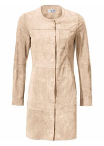 Heine, Damen Ledermantel, Ziegenvelours, Sand